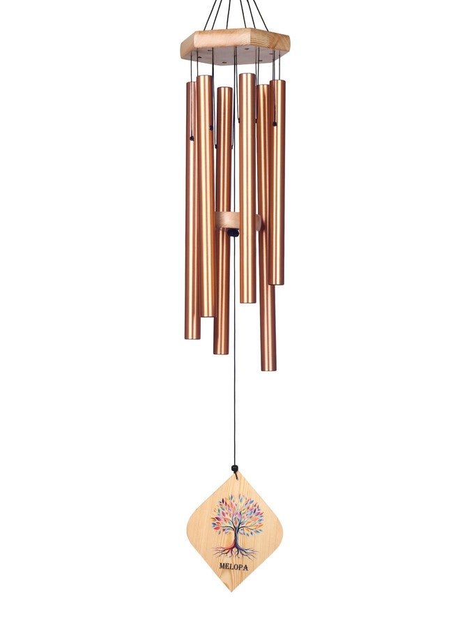 MELOPA 33" Large Wind Chimes for Home & Balcony | 6 Pipe Metal Wind Chime for Positive Energy, Vastu & Meditation | Balcony Decoration Item for Flat | Rose Gold & Black Finish - Image 1